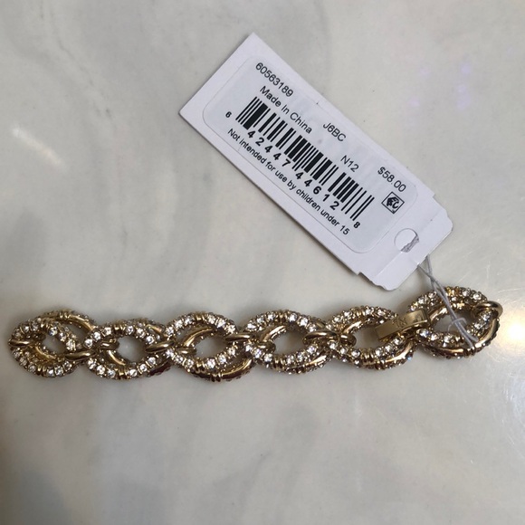 Lauren Ralph Lauren Gold Tone Pave Crystal Encrusted Oval Link Bracelet NWT - Picture 13 of 16